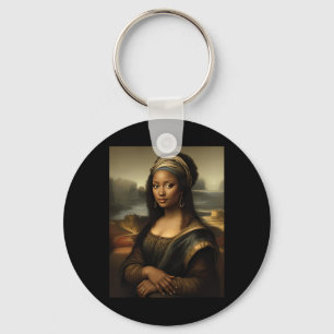 Svart Mona Lisa Afroamerikansk Svart historik måna Nyckelring