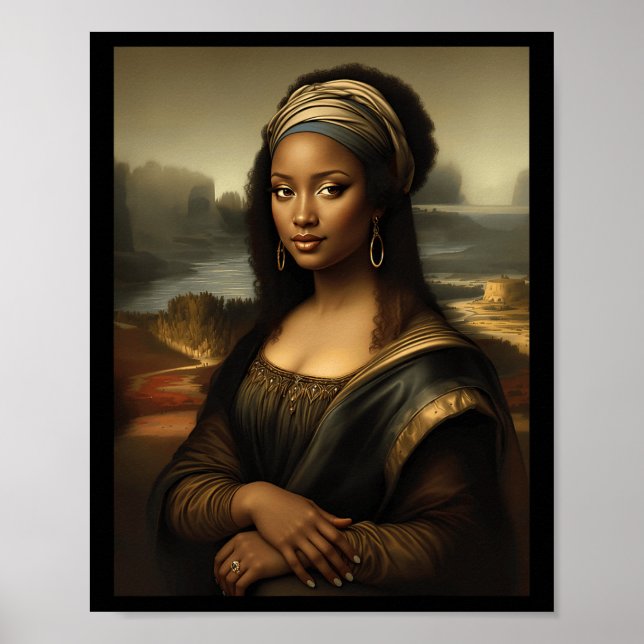 Svart Mona Lisa Afroamerikansk Svart Historik Måna Poster (Framsidan)