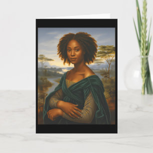 Svart Mona Lisa Grafisk Afro Afrikansk Amerikansk Kort