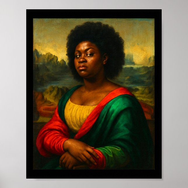 Svart Mona Lisa Sidoblick Afro Kvinna Svart Histor Poster (Framsidan)