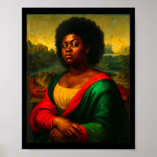 Svart Mona Lisa Sidoblick Afro Kvinna Svart Histor Poster