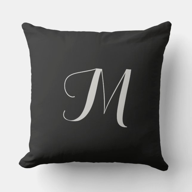 Svart monogram 20x20 utomhusdynor kudde (Framsida)