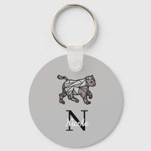 Svart Monogram Cute Graphics-Personlig Nyckelring