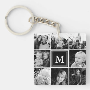 Svart monogram familjefotokollage