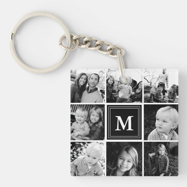 Svart monogram familjefotokollage (Framsidan)