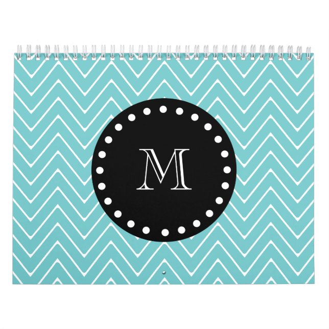 Svart Monogram för krickasparremönster | Kalender (Omslag)