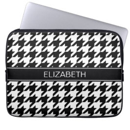 Svart Monogram för namn för vitHoundstooth #2 Laptop Sleeve