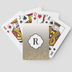 Svart monogram glittrande guld glitter Ombre Casinokort