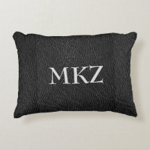 Svart Monogram läderlook accentkudde