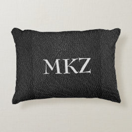 Svart Monogram läderlook accentkudde Prydnadskudde