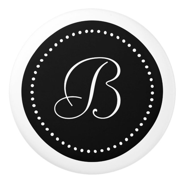 Svart monogram med prickar, skrivstil knopp (Framsidan)