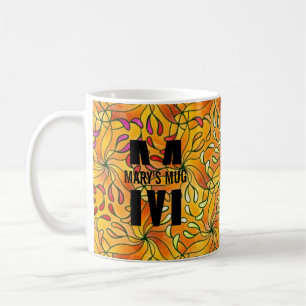 Svart monogram och citat för färgning av Personlig Kaffemugg