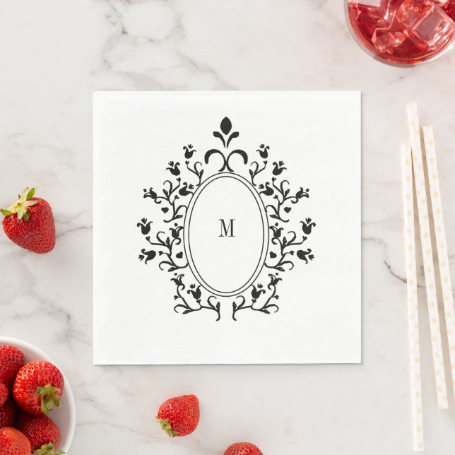 Svart monogram pappersservett (Insitu)
