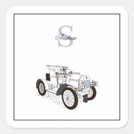 Svart monogram-Personlig för cute-grafik Fyrkantigt Klistermärke