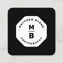 Svart monogram Professionell Fotograf Emblem B Fyrkantigt Visitkort