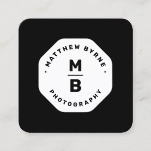 Svart monogram Professionell Fotograf Emblem B Fyrkantigt Visitkort