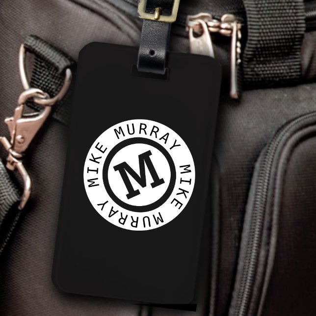 svart monogram/runt namn och inledande M brev Bagagebricka (Skapare uppladdad)