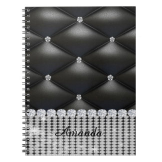 svart monogram silver glitter anteckningsbok