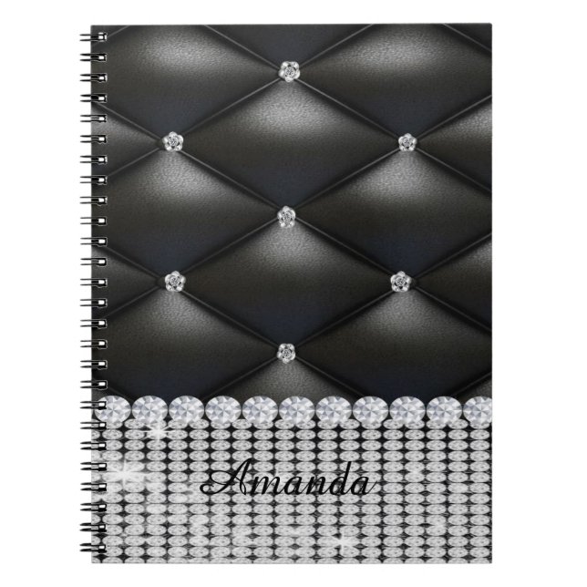 svart monogram silver glitter anteckningsbok (Framsidan)