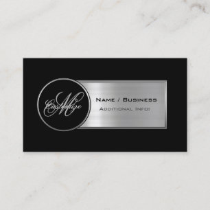 Svart Monogram & silvervisitkort Visitkort