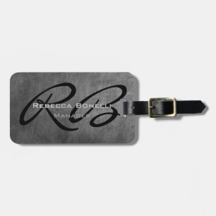 Svart, monogrammad Modern Plain Bagagebricka