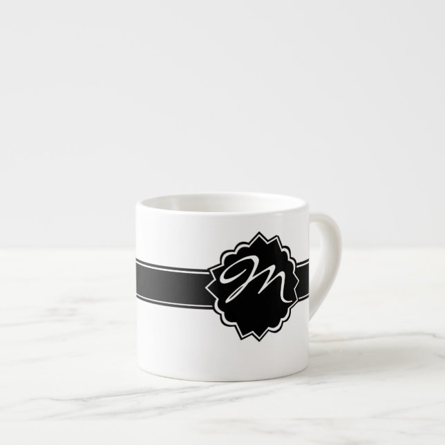 Svart Monogrammed Espressomugg (Framsida höger)