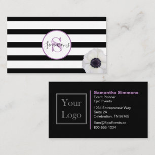 Svart Monogrammed rand och Anenome Visitkort