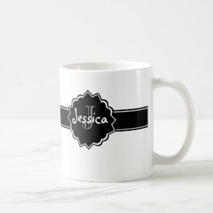 Svart Monogrammed vitemblem Kaffemugg