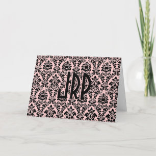 Svart monogrammerad mask anteckningskort