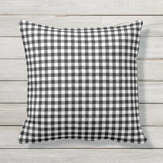 Svart mönster för design för Gingham för Kudde
