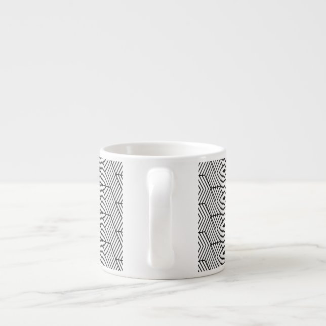 Svart Mönster Linje Kub Geometri Enkel Espressomugg (Baksidan)