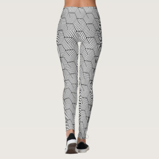 Svart Mönster Linje Kub Geometrisk Enkel Leggings