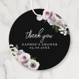 Svart Moody Anemon & Lila Blommig Bröllopsfest Gåvor Etiketter