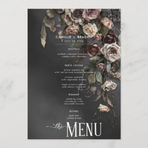Svart Moody gotin Flowers & Mist Bröllop Meny