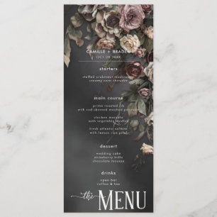 Svart Moody gotin Flowers & Mist Bröllop Meny