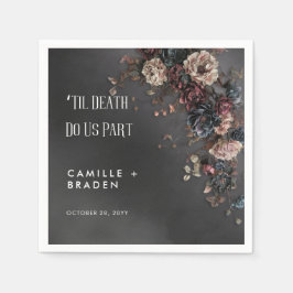 Svart Moody gotin Flowers & Mist Bröllop Pappersservett