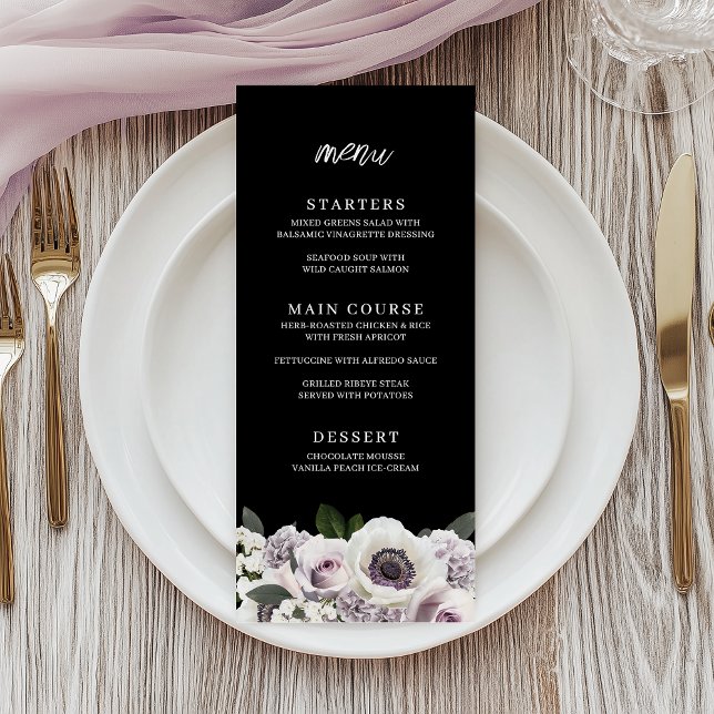 Svart Moody Möhippa för anemon och Lila Blommigt Meny (Skapare uppladdad)