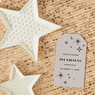 Svart Moon & Stars Celestial Bröllopsgåva Presentetikett