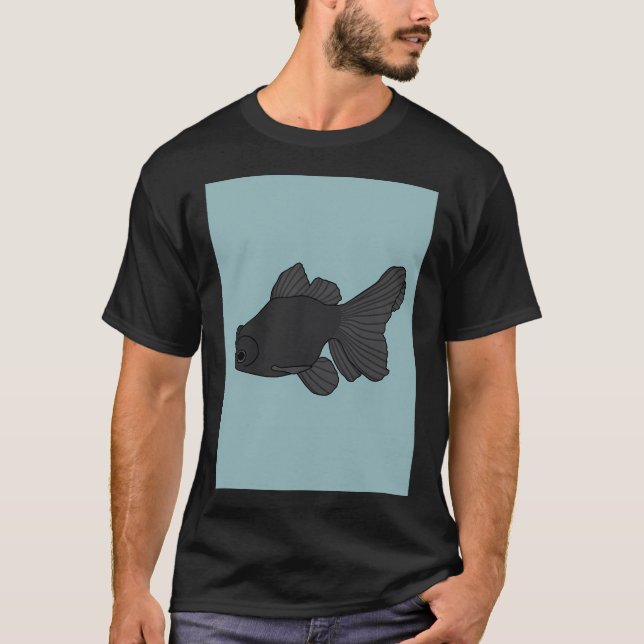 Svart Moor Guld fisk T Shirt (Framsida)