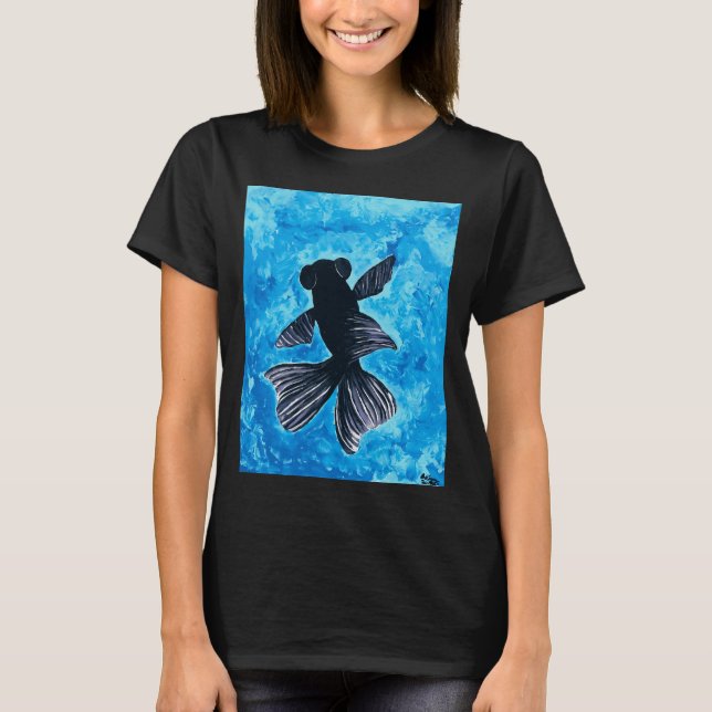 Svart Moor Guld fisk T Shirt (Framsida)