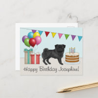 Svart Mops Cutt Citat Söthund Färgglad Födelsedag