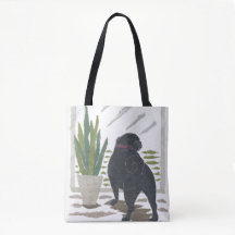 Svart mops, hund som är modern