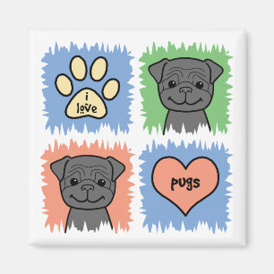 Svart mops magnet
