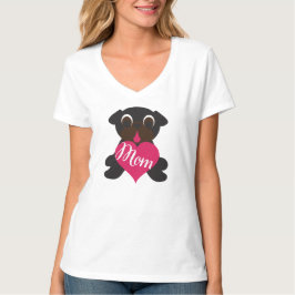 Svart mops med mamman i hjärtaT-tröja Tee Shirt