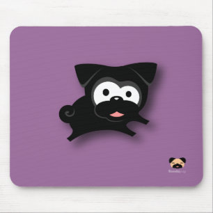 Svart mops Mousepad (lilor) Musmatta