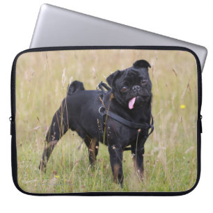 Svart mops som ut klibbar Tounge Laptop Fodral