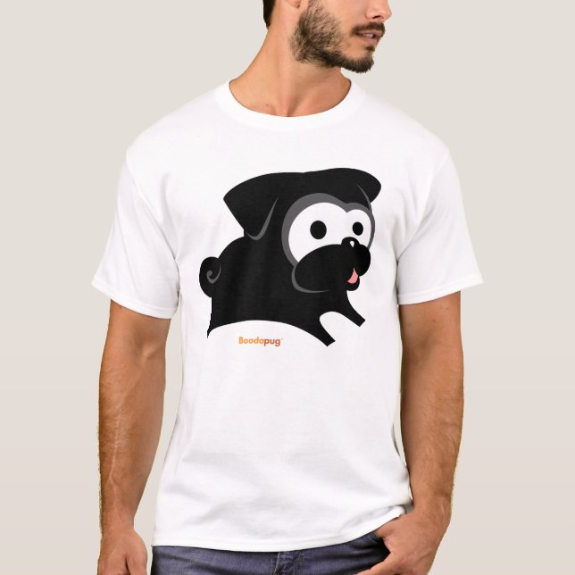 Svart mopslek! Skjorta Tee Shirt (Framsida)