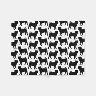 Svart mopsSilhouette - enkel vektordesign Fleecefilt