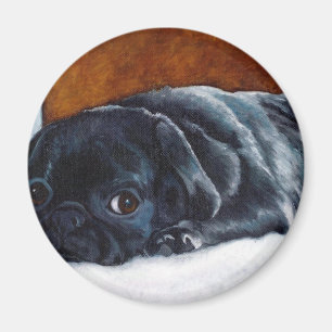 Svart mopsvalp magnet