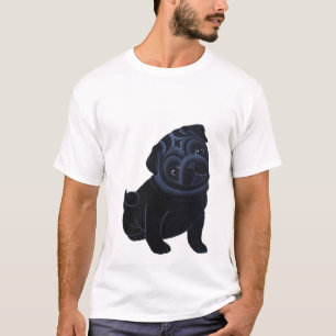 Svart mopsvalpT-tröja Tee